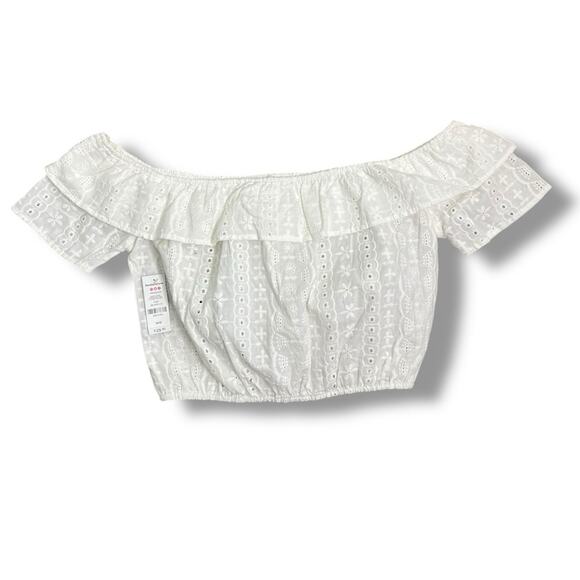 Ardene eyelet off the shoulder cropped summer top - Picture 5 of 8
